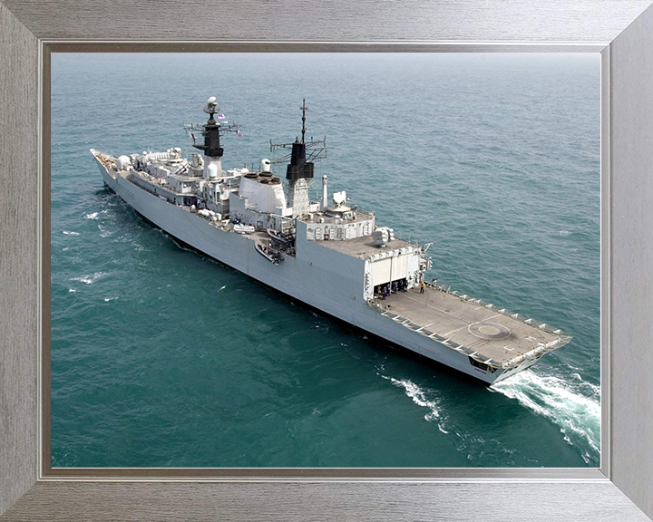 HMS Chatham (F87) Royal Navy Type 22 Frigate High Port Quarter View Photo Print Wall Art Decor Posters, Prints, & Visual Artwork Hampshire Prints 10 x 8 Silver Frame No