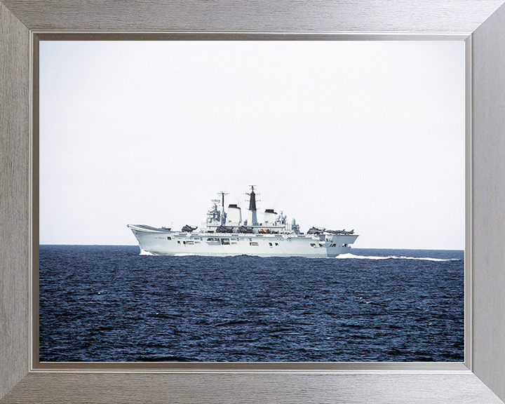 HMS Ark Royal (R07) Royal Navy Invincible Class Aircraft Carrier At Sea 1986 Photo Print Wall Art Decor Posters, Prints, & Visual Artwork Hampshire Prints 10 x 8 Silver Frame No