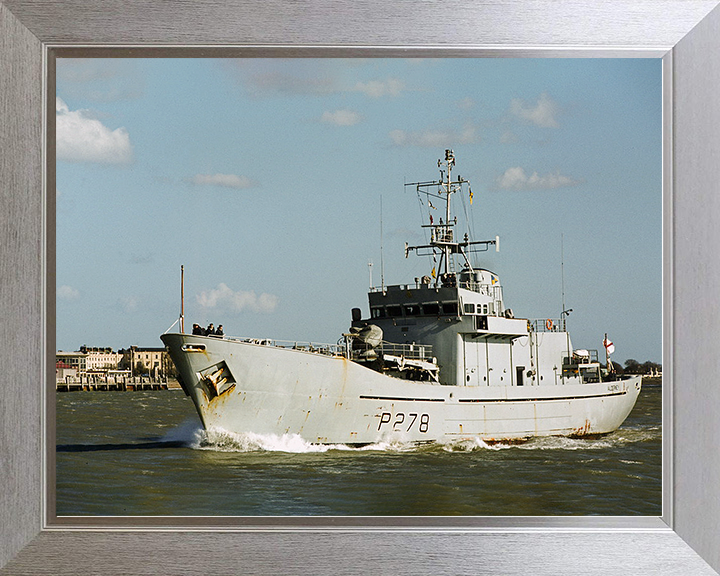 HMS Alderney (P278) Royal Navy Island Class Patrol Vessel Entering Portsmouth Harbour Photo Print Wall Art Decor Posters, Prints, & Visual Artwork Hampshire Prints 10 x 8 Silver Frame No