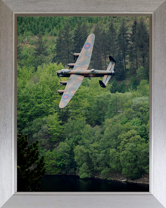 RAF Lancaster Bomber in Flight Photo Print - Royal Air Force Aircraft Hampshire Prints 10 x 8 Silver Frame No
