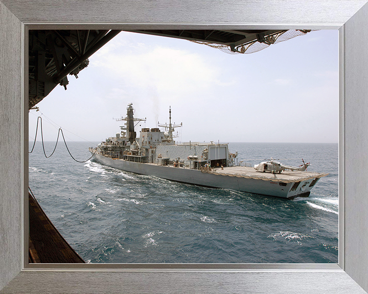 HMS Argyll (F231) Royal Navy Type 23 Frigate During a RAS 2005 Photo Print Wall Art Decor Posters, Prints, & Visual Artwork Hampshire Prints 10 x 8 Silver Frame No