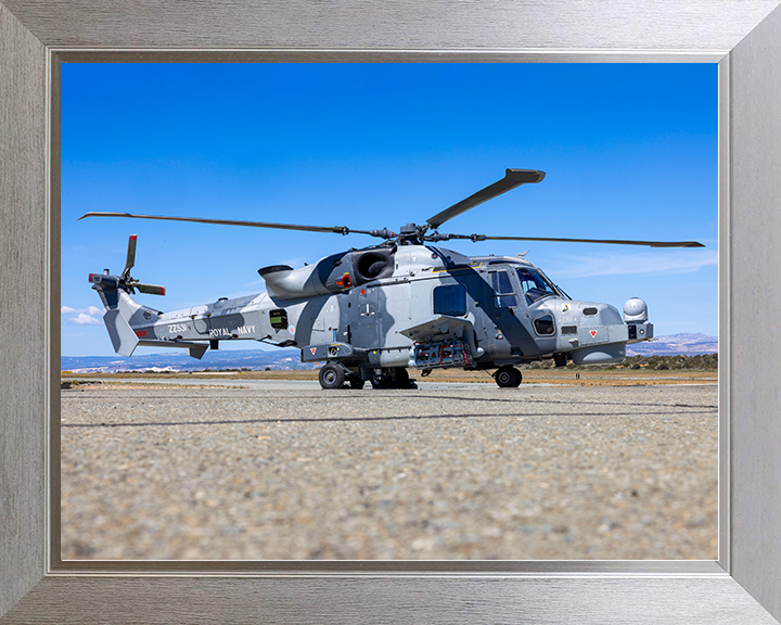 Royal Navy Wildcat helicopter Cyprus 2026 Photo Print Wall Art Naval Aircraft Decor Posters, Prints, & Visual Artwork Hampshire Prints 10 x 8 Silver Frame No