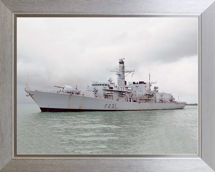 HMS Argyll (F231) Royal Navy Type 23 Frigate Low Port Side View Photo Print Wall Art Decor Posters, Prints, & Visual Artwork Hampshire Prints 10 x 8 Silver Frame No