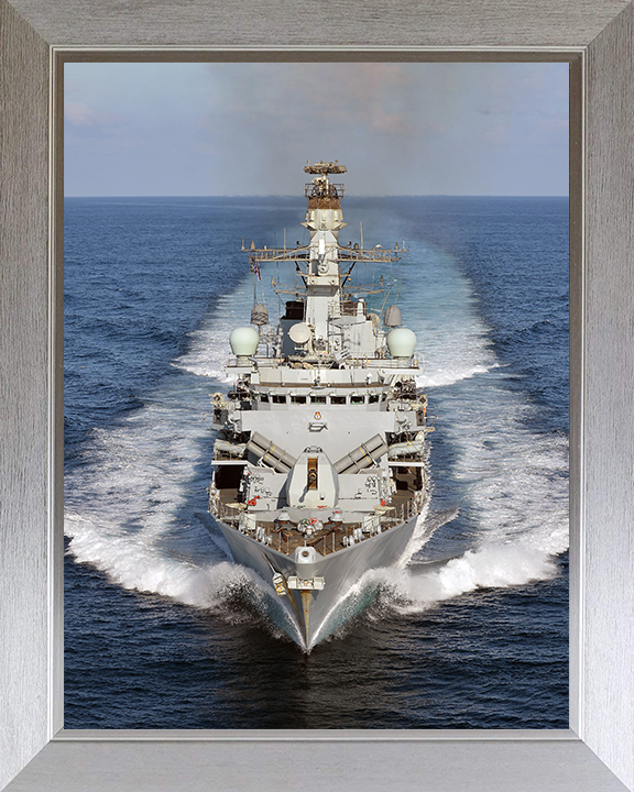 HMS Kent (F78) Photo Print - at sea 2015 - Royal Navy Type 23 Frigate Hampshire Prints 10 x 8 Silver Frame No