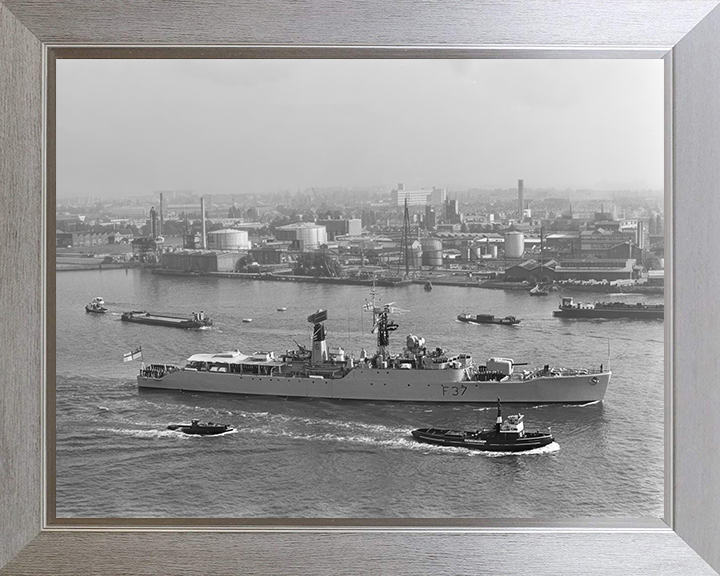 HMS Jaguar (F37) Photo Print - Amsterdam 1968 - Royal Navy Leopard Class Frigate Hampshire Prints 10 x 8 Silver Frame No