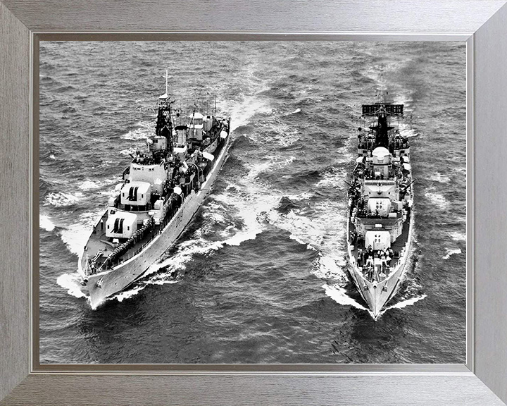 HMS Delight and HMS Battleaxe Royal Navy Warships At Sea Photo Print Wall Art Decor Posters, Prints, & Visual Artwork Hampshire Prints 10 x 8 Silver Frame No