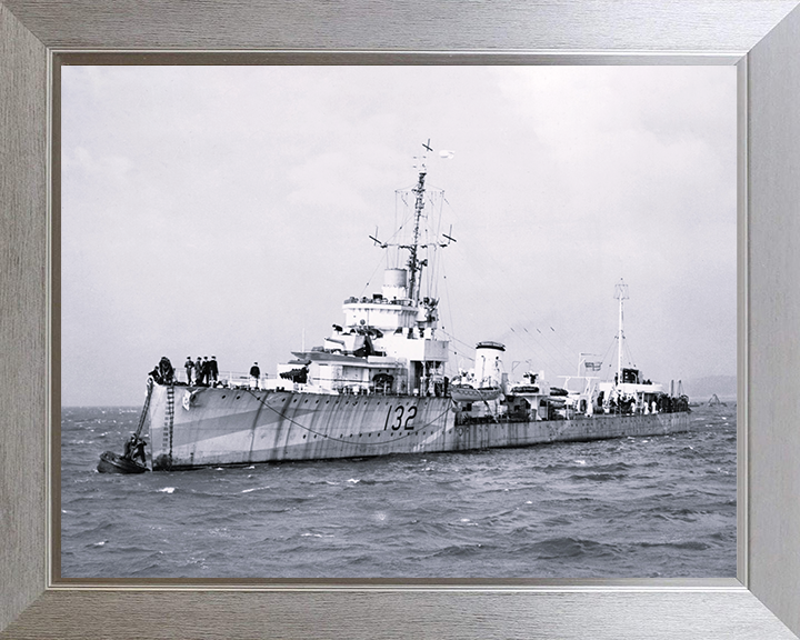 HMS Versatile (I32) Photo Print - At a Buoy 1943 - Royal Navy Admiralty V Class Destroyer Posters, Prints, & Visual Artwork Hampshire Prints 10 x 8 Silver Frame No