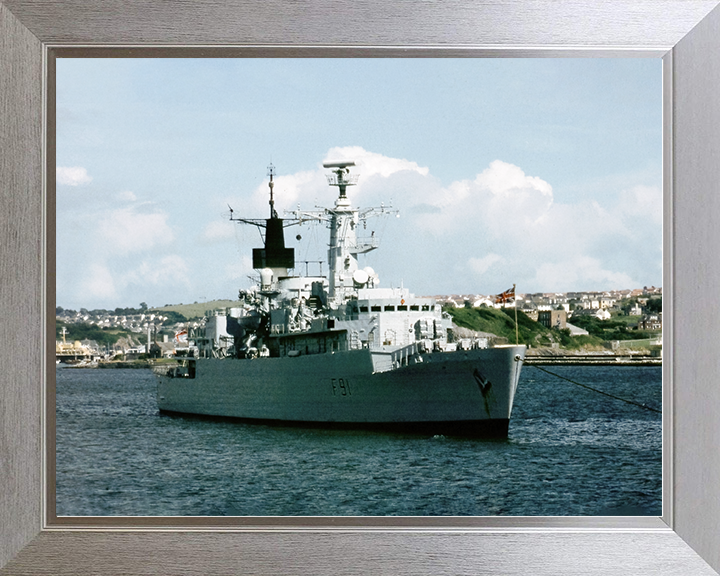 HMS Brazen (F91) Royal Navy Type 22 Frigate At A Buoy Photo Print Wall Art Decor Posters, Prints, & Visual Artwork Hampshire Prints 10 x 8 Silver Frame No