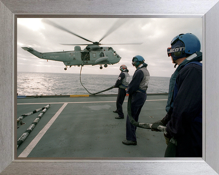 Sea King Helicopter refuelled in flight Photo Print - Royal Navy Aircraft Posters, Prints, & Visual Artwork Hampshire Prints 10 x 8 Silver Frame No