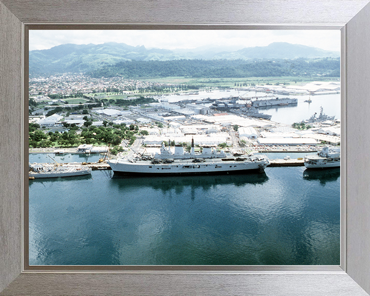 HMS Ark Royal (R07) Royal Navy Invincible Class Aircraft Carrier Subic Bay 1988 Photo Print Wall Art Decor Posters, Prints, & Visual Artwork Hampshire Prints 10 x 8 Silver Frame No