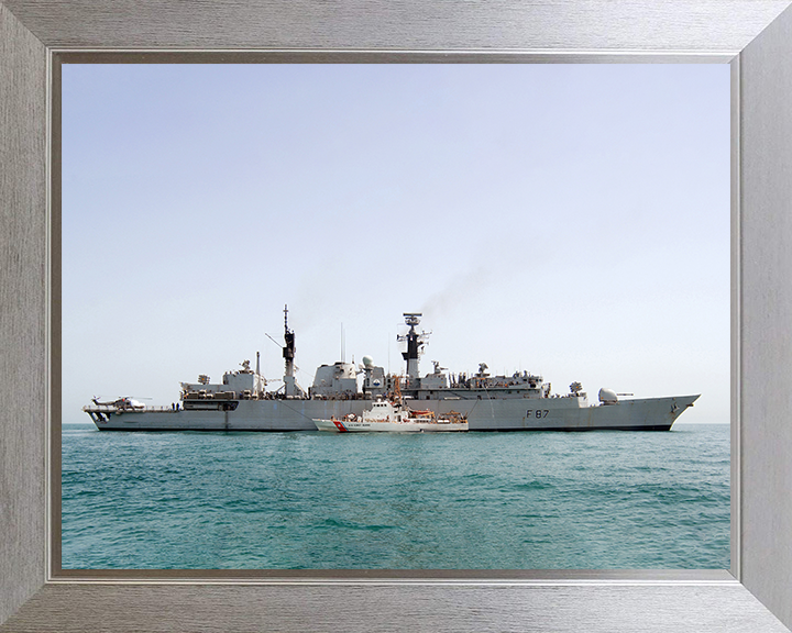 HMS Chatham (F87) Photo Print - With USS Monomoy 2008 - Royal Navy Type 22 Frigate Posters, Prints, & Visual Artwork Hampshire Prints 10 x 8 Silver Frame No