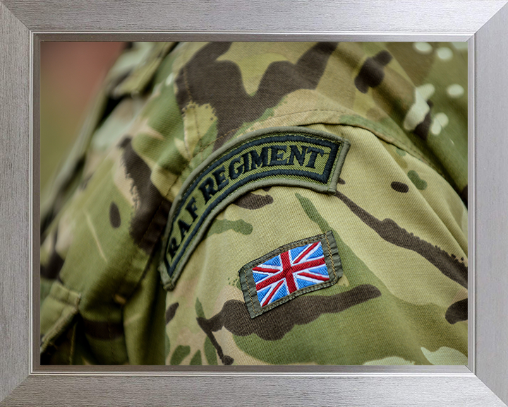 RAF Regiment Shoulder Patches Photo Print - Royal Air Force Hampshire Prints 10 x 8 Silver Frame No