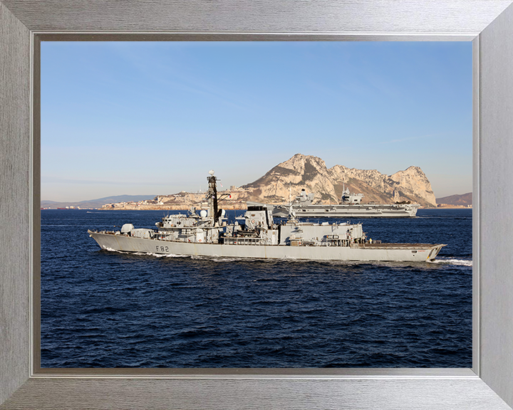 HMS Somerset (F82) Photo Print - Gibraltar 2018 - Royal Navy Type 23 Frigate Hampshire Prints 10 x 8 Silver Frame No