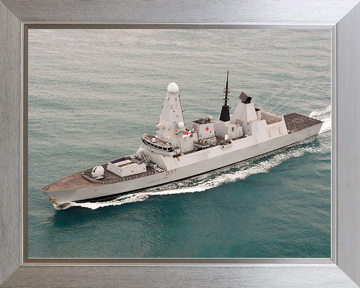 HMS Duncan (D37) Royal Navy Type 45 Destroyer High Starboard Bow View Photo Print Wall Art Decor Posters, Prints, & Visual Artwork Hampshire Prints 10 x 8 Silver Frame No