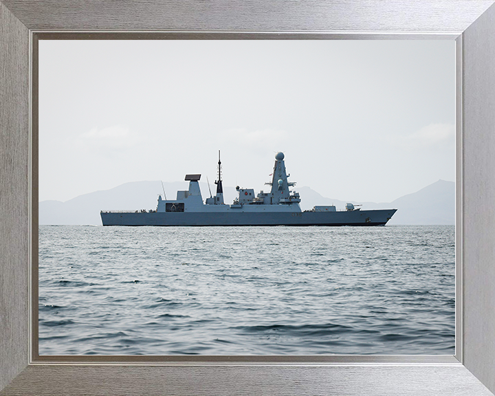 HMS Defender (D36) Royal Navy Type 45 Destroyer Starboard Beam View Photo Print Wall Art Decor Posters, Prints, & Visual Artwork Hampshire Prints 10 x 8 Silver Frame No