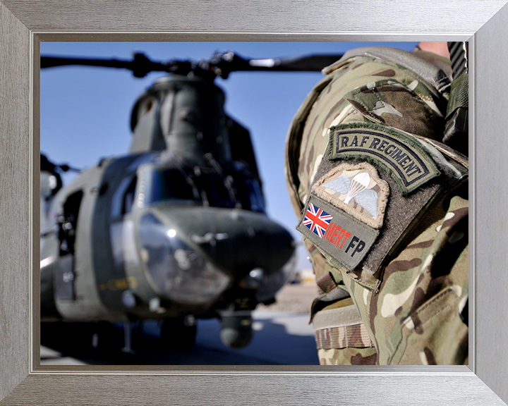 RAF Regiment MERT Force Protection badge Photo Print - Royal Air Force Hampshire Prints 10 x 8 Silver Frame No