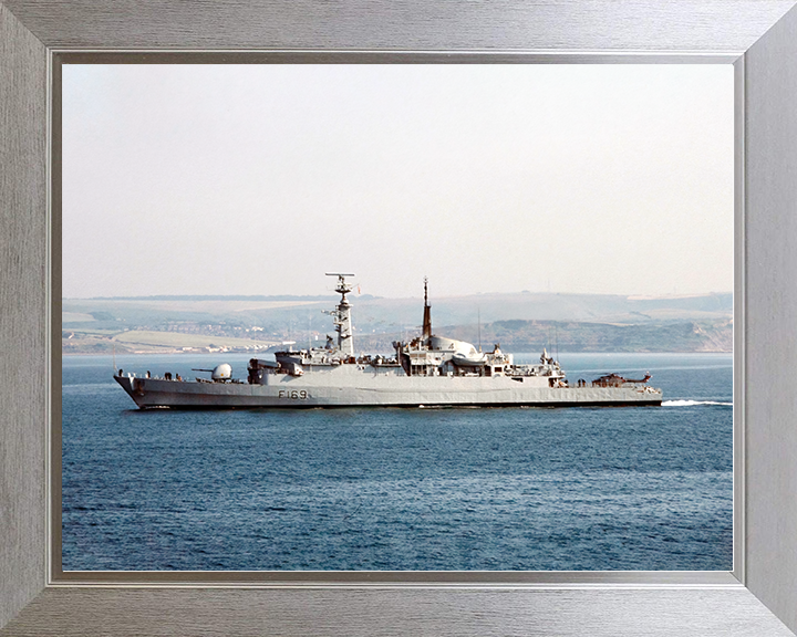 HMS Amazon (F169) Royal Navy Type 21 Frigate Low Port Beam View Photo Print Wall Art Decor Posters, Prints, & Visual Artwork Hampshire Prints 10 x 8 Silver Frame No