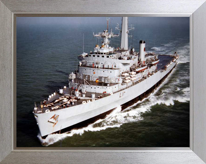HMS Intrepid (L11) Photo Print - Port Bow View - Royal Navy Fearless Class Amphibious Ship Hampshire Prints 10 x 8 Silver Frame No