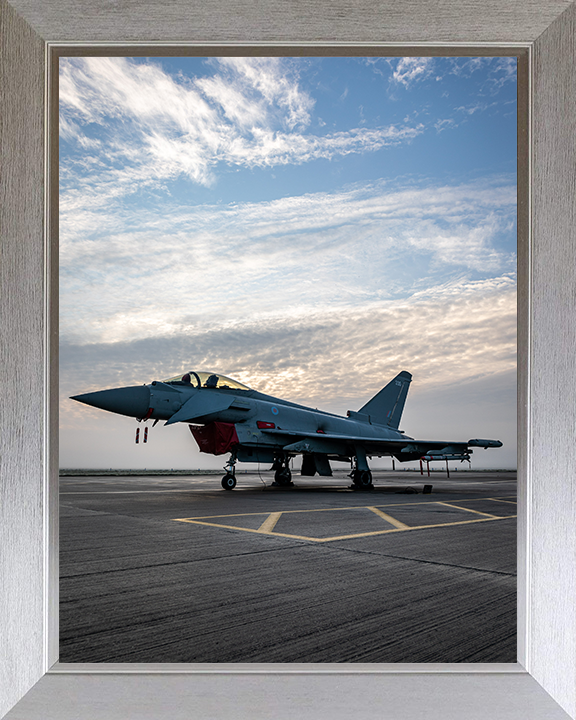 RAF Typhoon on a runway Photo Print - Royal Air Force Aircraft Hampshire Prints 10 x 8 Silver Frame No
