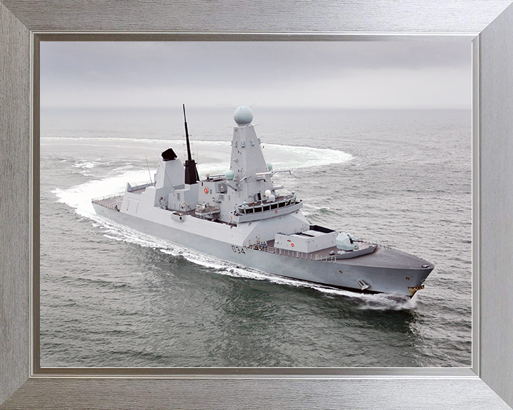 HMS Diamond (D34) Royal Navy Type 45 Destroyer Turning to Port Photo Print Wall Art Decor Posters, Prints, & Visual Artwork Hampshire Prints 10 x 8 Silver Frame No
