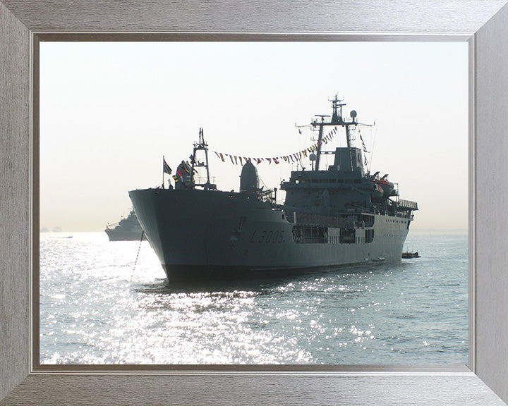 RFA Sir Galahad (L3005) Photo Print - Dress Ship - Royal Fleet Auxiliary Round Table Class Ship Hampshire Prints 10 x 8 Silver Frame No