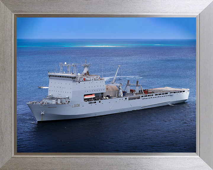 RFA Mounts Bay (L3008) Photo Print - Port View - Royal Fleet Auxiliary Bay Class Ship Hampshire Prints 10 x 8 Silver Frame No