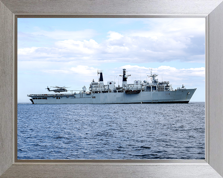 HMS Albion (L14) Royal Navy Albion Class Amphibious Ship Starboard Beam 2021 Photo Print Wall Art Naval Decor Posters, Prints, & Visual Artwork Hampshire Prints 10 x 8 Silver Frame No