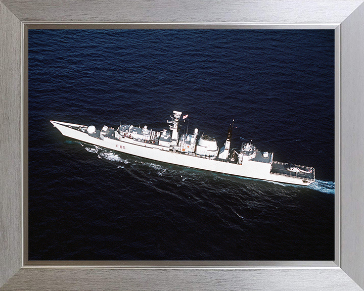 HMS Cumberland (F85) Royal Navy Type 22 Frigate From the Air Photo Print Wall Art Decor Posters, Prints, & Visual Artwork Hampshire Prints 10 x 8 Silver Frame No