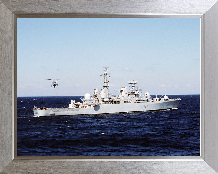 HMS Bristol (D23) Royal Navy Type 82 Destroyer With Helicopter Photo Print Wall Art Decor Posters, Prints, & Visual Artwork Hampshire Prints 10 x 8 Silver Frame No