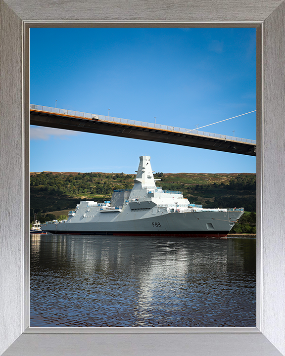 HMS Cardiff (F89) Royal Navy Type 26 Frigate Under Tow Photo Print Wall Art Decor Posters, Prints, & Visual Artwork Hampshire Prints 10 x 8 Silver Frame No
