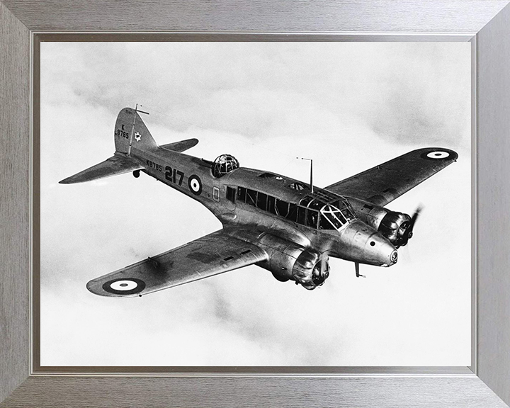 RAF Avro Anson Mark 1 in flight Photo Print - Royal Air Force Aircraft Hampshire Prints 10 x 8 Silver Frame No