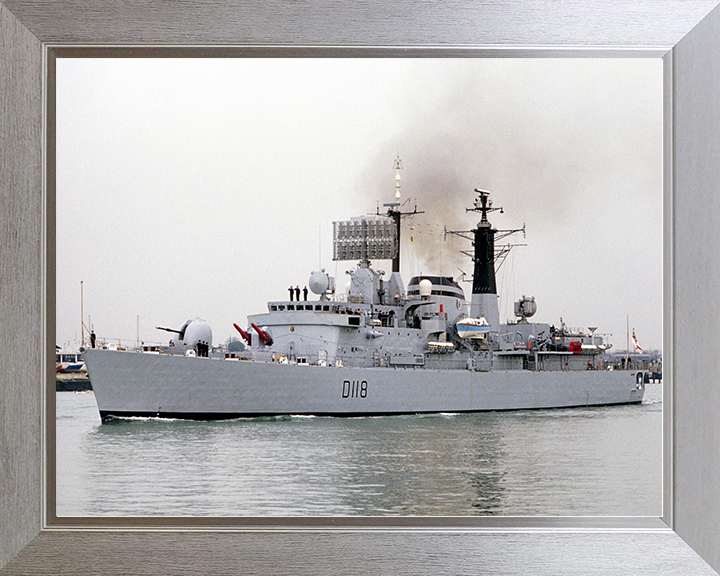 HMS Coventry (D118) Royal Navy Type 42 Destroyer Leaving Harbour Photo Print Wall Art Decor Posters, Prints, & Visual Artwork Hampshire Prints 10 x 8 Silver Frame No