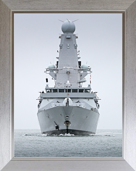 HMS Duncan (D37) Royal Navy Type 45 Destroyer Bow View Photo Print Wall Art Decor Posters, Prints, & Visual Artwork Hampshire Prints 10 x 8 Silver Frame No