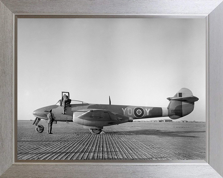 RAF Gloster Meteor Mark I on the ground Photo Print - Royal Air Force Aircraft Hampshire Prints 10 x 8 Silver Frame No