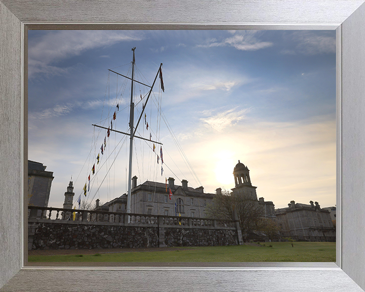 HMS Drake Photo Print - Devonport - Dress Ship - Royal Navy Shore Establishment Hampshire Prints 10 x 8 Silver Frame No