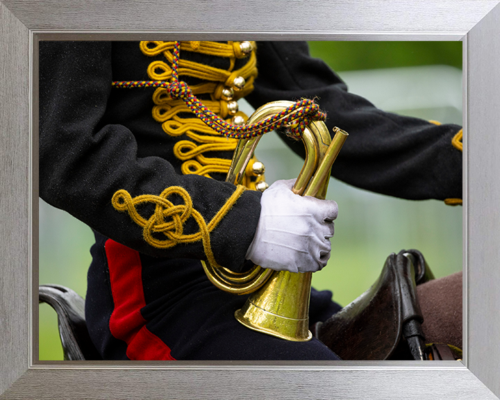 King’s Troop Royal Horse Artillery Bugler on horseback Photo Print - British Army Hampshire Prints 10 x 8 Silver Frame No