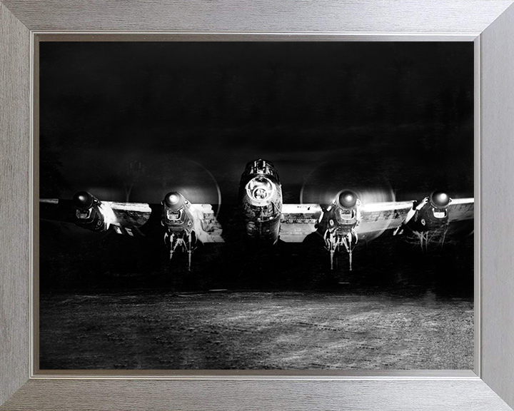 RAF Avro Lancaster B.I Running up Engines 1944 Photo Print - Royal Air Force Aircraft Posters, Prints, & Visual Artwork Hampshire Prints 10 x 8 Silver Frame No