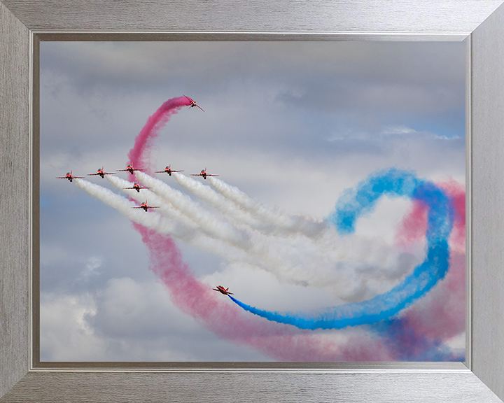 RAF Red Arrows Royal International Air Tattoo 2025 Photo Print - Royal Air Force Aircraft Hampshire Prints 10 x 8 Silver Frame No