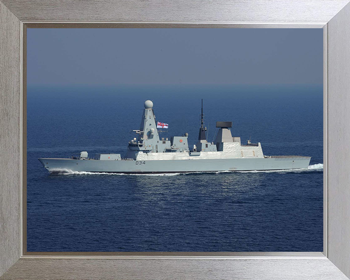 HMS Diamond (D34) Photo Print - At Sea 2012 - Royal Navy Type 45 Destroyer Hampshire Prints 10 x 8 Silver Frame No