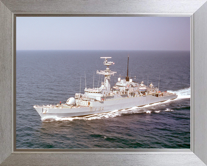 HMS Ardent (F184) Royal Navy Type 21 Frigate High Port Side View Photo Print Wall Art Decor Posters, Prints, & Visual Artwork Hampshire Prints 10 x 8 Silver Frame No