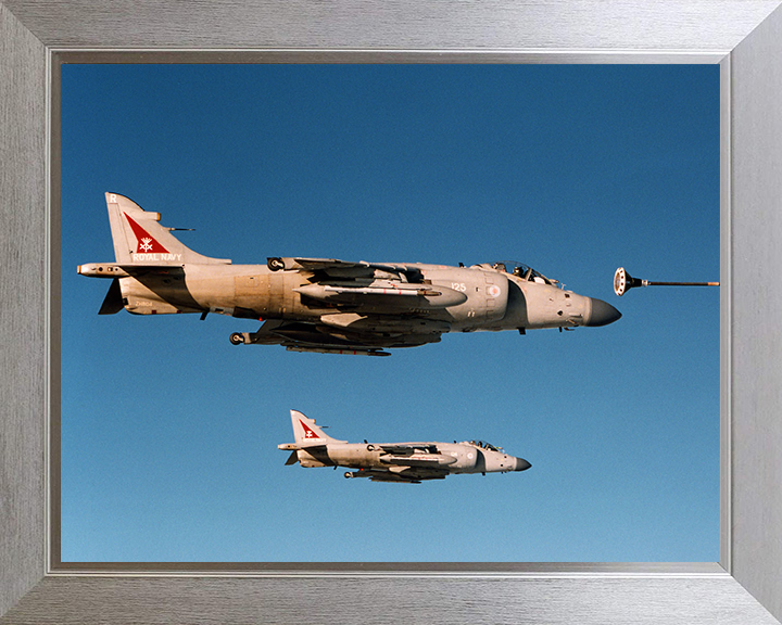 Harrier FA2 Jet Air to Air Refuelling Photo Print - Royal Navy Aircraft Posters, Prints, & Visual Artwork Hampshire Prints 10 x 8 Silver Frame No