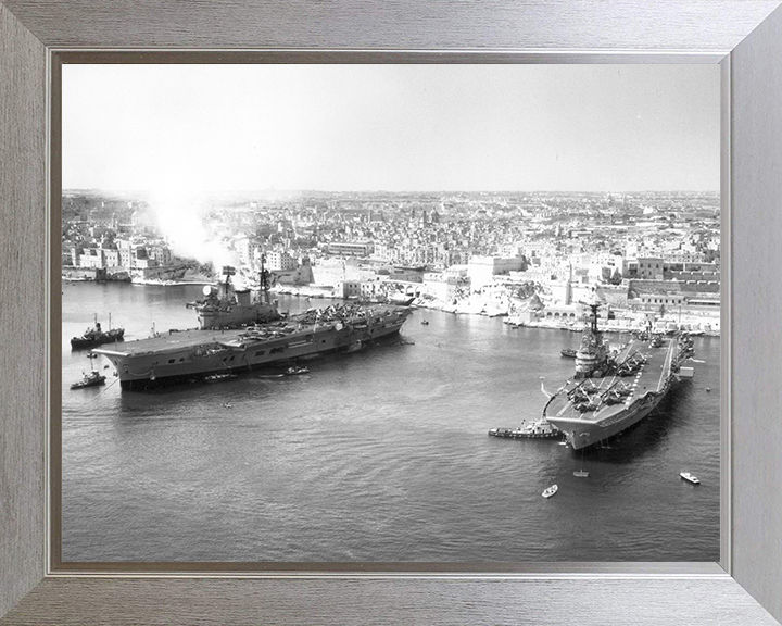 HMS Centaur (R06) and HMS Eagle (R05) Photo Print - Malta - Royal Navy Aircraft Carriers Hampshire Prints 10 x 8 Silver Frame No
