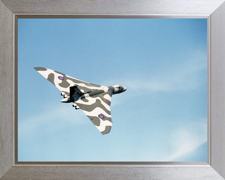 RAF Avro Vulcan Bomber Flying Photo Print - Royal Air Force Aircraft Hampshire Prints 10 x 8 Silver Frame No