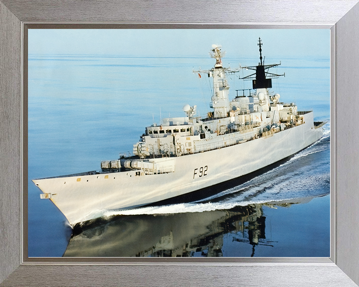 HMS Boxer (F92) Royal Navy Type 22 Frigate Port Side Reflections Photo Print Wall Art Decor Posters, Prints, & Visual Artwork Hampshire Prints 10 x 8 Silver Frame No