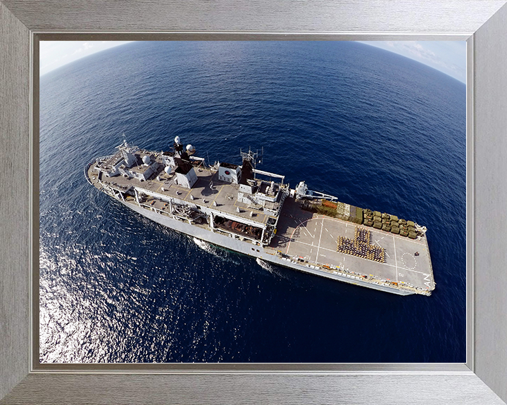 HMS Albion (L14) Royal Navy Albion Class Amphibious Ship From Above Photo Print Wall Art Naval Decor Posters, Prints, & Visual Artwork Hampshire Prints 10 x 8 Silver Frame No