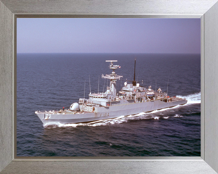 HMS Ardent (F184) Photo Print - High Port Side View - Royal Navy Type 21 Frigate Hampshire Prints 10 x 8 Silver Frame No