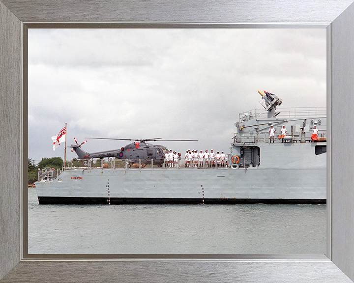 HMS Amazon (F169) Photo Print - Pearl Harbour 1986 - Royal Navy Type 21 Frigate Hampshire Prints 10 x 8 Silver Frame No
