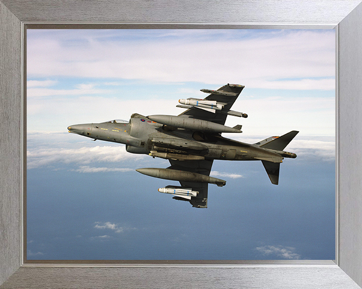 RAF Harrier Jet Banking 2002 Photo Print - Royal Air Force Aircraft Posters, Prints, & Visual Artwork Hampshire Prints 10 x 8 Silver Frame No