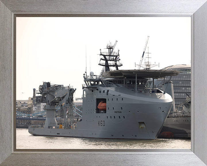 RFA Proteus (K60) Photo Print - London - Royal Fleet Auxiliary Ocean Surveillance Ship Hampshire Prints 10 x 8 Silver Frame No