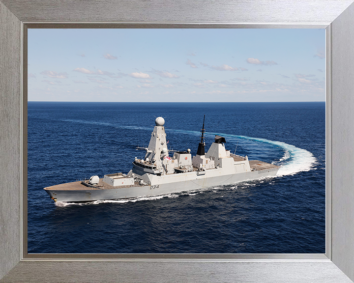 HMS Diamond (D34) Royal Navy Type 45 Destroyer Hard Turn Photo Print Wall Art Decor Posters, Prints, & Visual Artwork Hampshire Prints 10 x 8 Silver Frame No